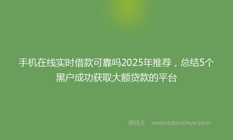 手机在线实时借款可靠吗2025年推荐，总结5个黑户成功获取大额贷款的平台