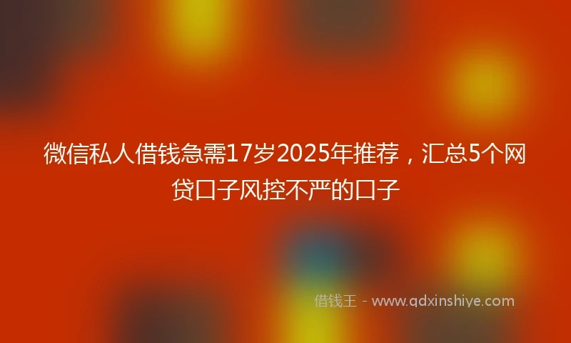 微信私人借钱急需17岁2025年推荐，汇总5个网贷口子风控不严的口子