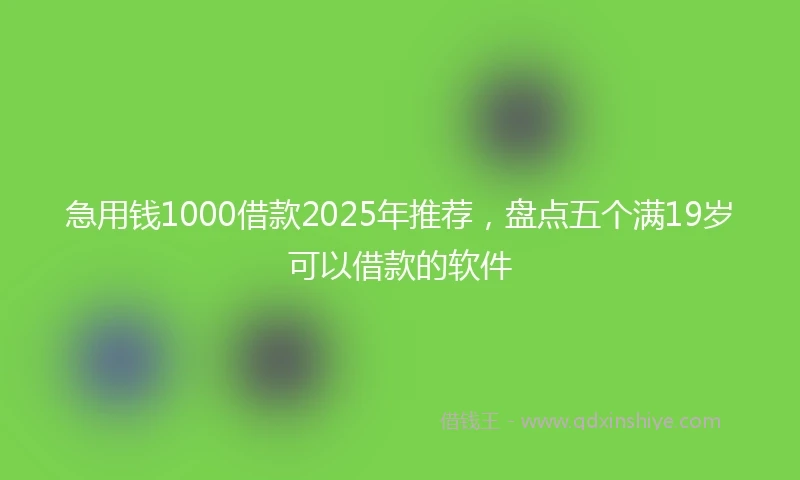 急用钱1000借款2025年推荐，盘点五个满19岁可以借款的软件