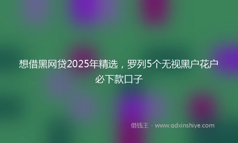 想借黑网贷2025年精选，罗列5个无视黑户花户必下款口子
