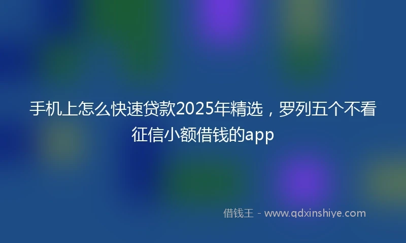 手机上怎么快速贷款2025年精选，罗列五个不看征信小额借钱的app