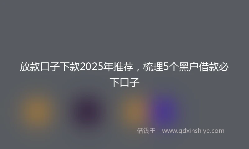 放款口子下款2025年推荐，梳理5个黑户借款必下口子
