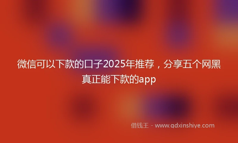 微信可以下款的口子2025年推荐，分享五个网黑真正能下款的app