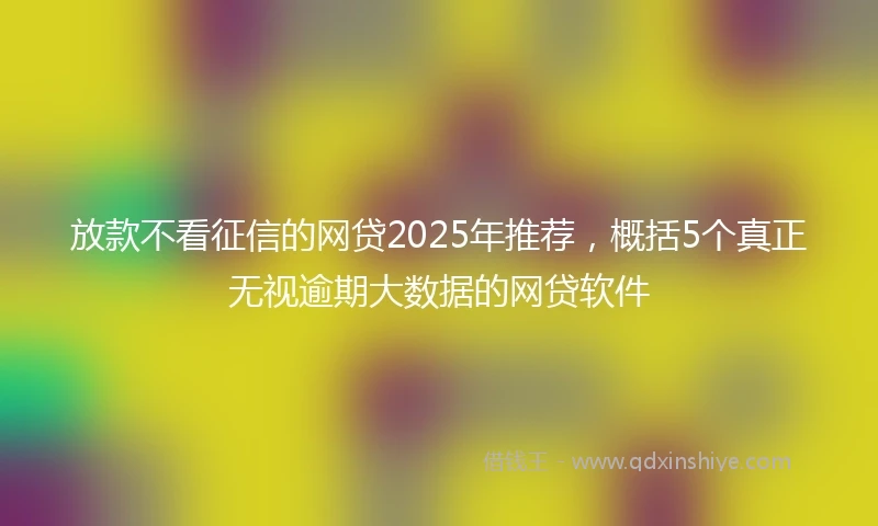 放款不看征信的网贷2025年推荐，概括5个真正无视逾期大数据的网贷软件