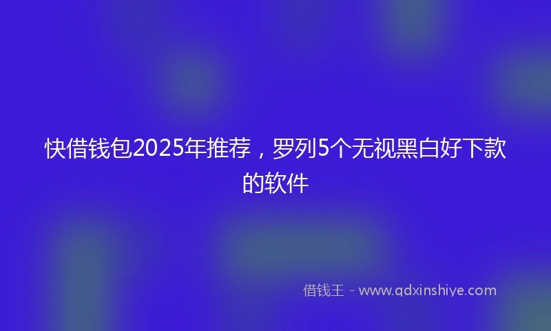 快借钱包2025年推荐，罗列5个无视黑白好下款的软件