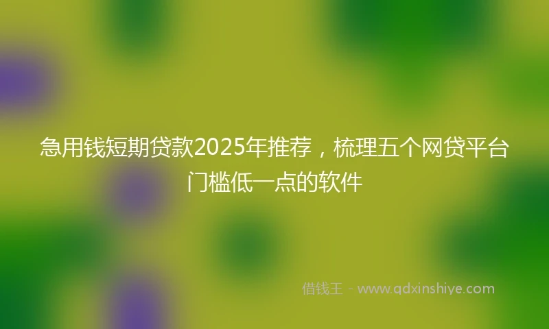 急用钱短期贷款2025年推荐,梳理五个网贷平台门槛低一点的软件