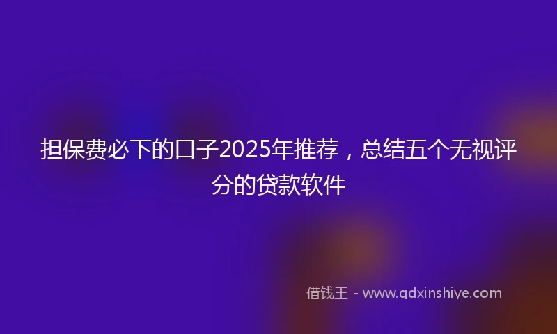 担保费必下的口子2025年推荐，总结五个无视评分的贷款软件
