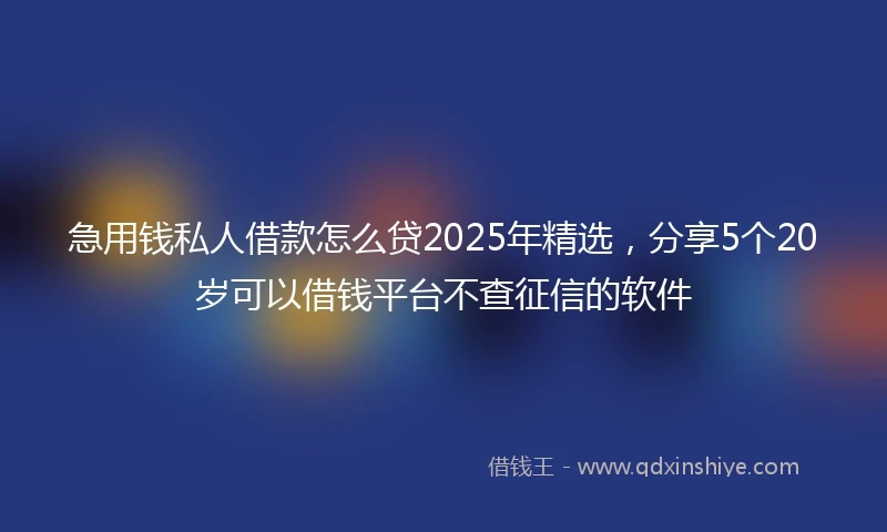 急用钱私人借款怎么贷2025年精选，分享5个20岁可以借钱平台不查征信的软件