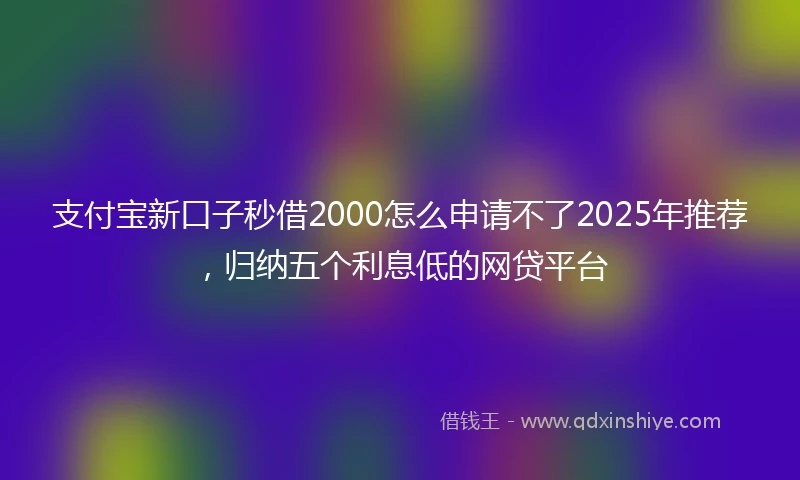 支付宝新口子秒借2000怎么申请不了2025年推荐，归纳五个利息低的网贷平台