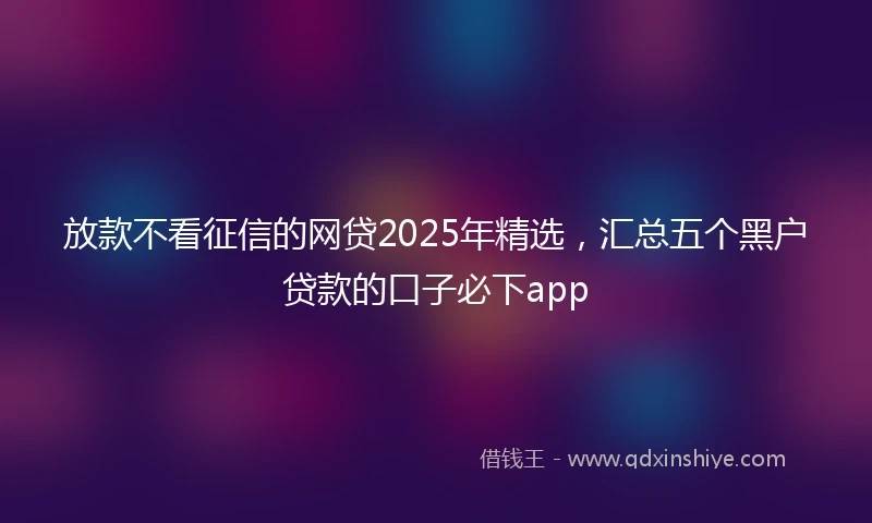 放款不看征信的网贷2025年精选，汇总五个黑户贷款的口子必下app