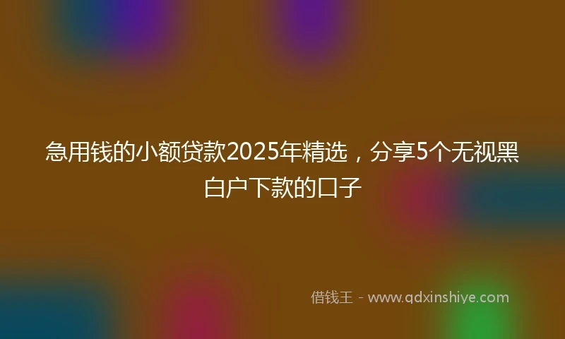 急用钱的小额贷款2025年精选，分享5个无视黑白户下款的口子