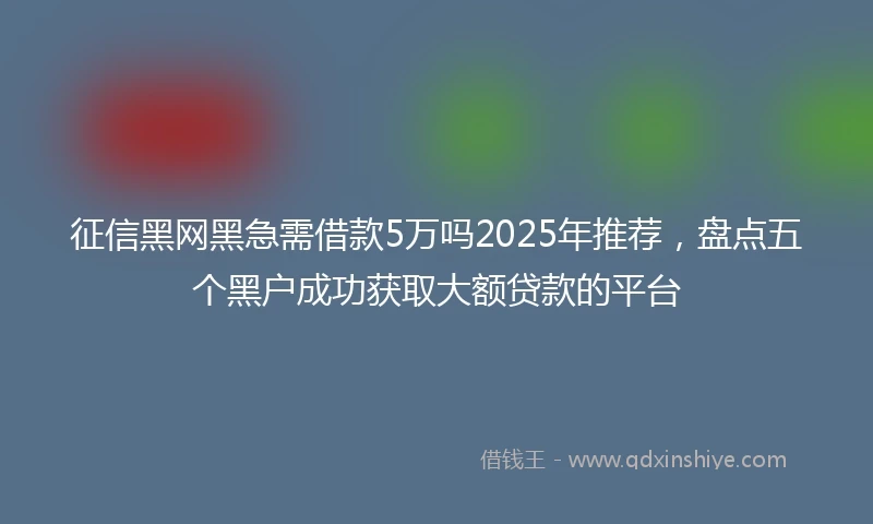 征信黑网黑急需借款5万吗2025年推荐，盘点五个黑户成功获取大额贷款的平台