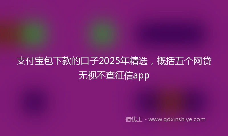 支付宝包下款的口子2025年精选，概括五个网贷无视不查征信app