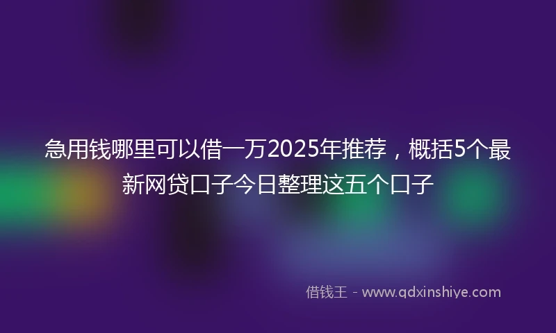 急用钱哪里可以借一万2025年推荐，概括5个最新网贷口子今日整理这五个口子