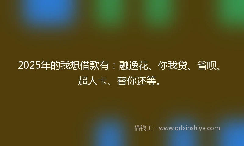 2025年的我想借款有：融逸花、你我贷、省呗、超人卡、替你还等。