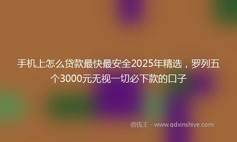 手机上怎么贷款最快最安全2025年精选，罗列五个3000元无视一切必下款的口子