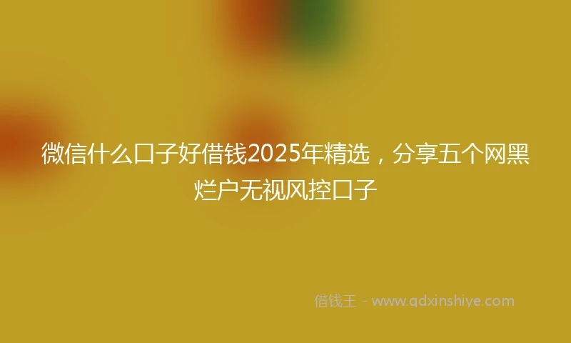 微信什么口子好借钱2025年精选，分享五个网黑烂户无视风控口子
