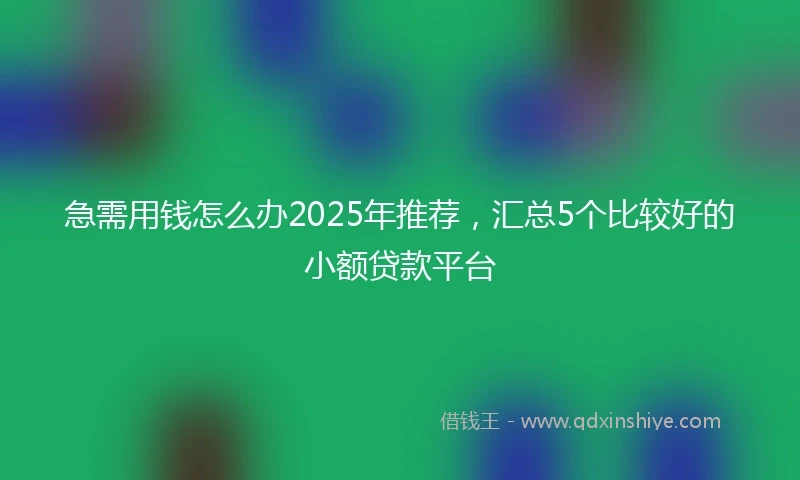 急需用钱怎么办2025年推荐，汇总5个比较好的小额贷款平台