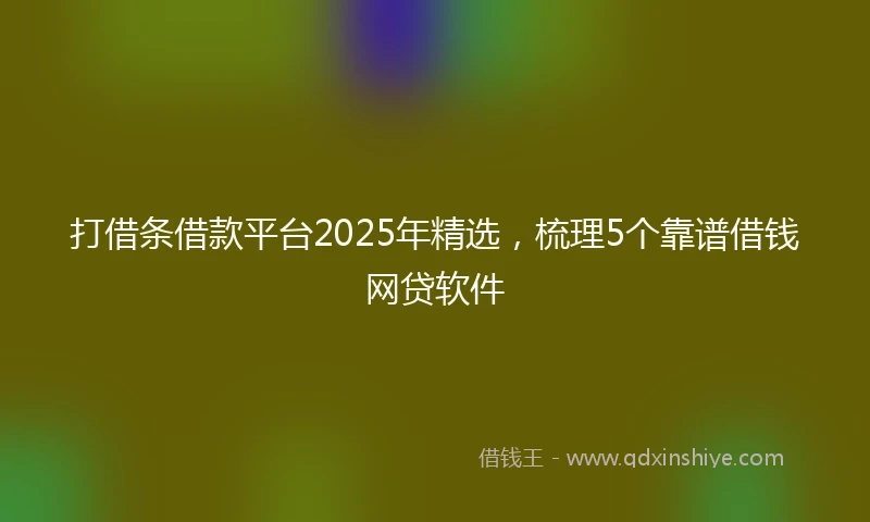 打借条借款平台2025年精选，梳理5个靠谱借钱网贷软件