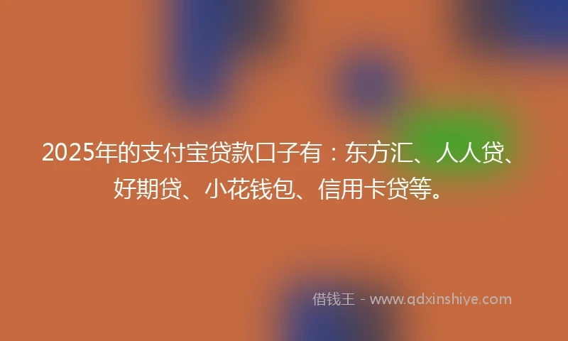 2025年的支付宝贷款口子有：东方汇、人人贷、好期贷、小花钱包、信用卡贷等。
