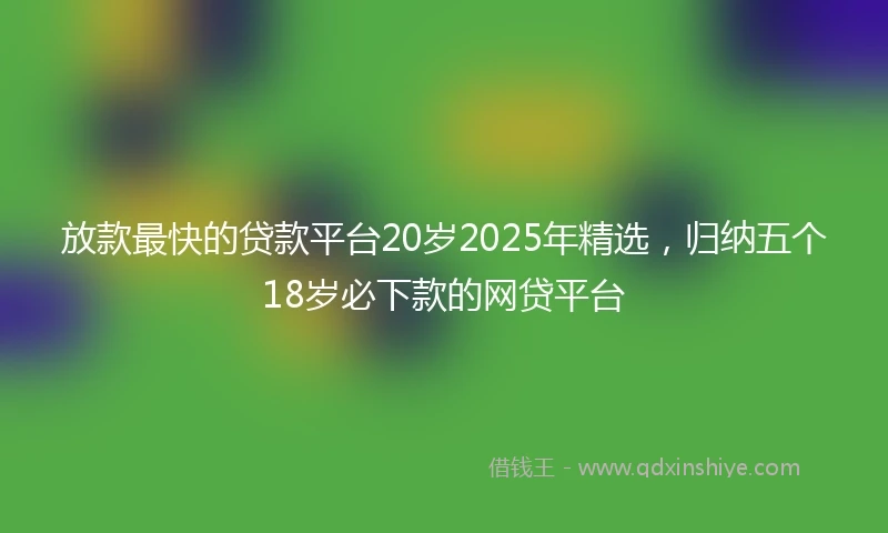 放款最快的贷款平台20岁2025年精选，归纳五个18岁必下款的网贷平台