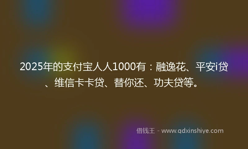2025年的支付宝人人1000有：融逸花、平安i贷、维信卡卡贷、替你还、功夫贷等。