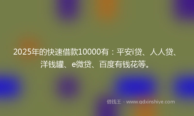 2025年的快速借款10000有：平安i贷、人人贷、洋钱罐、e微贷、百度有钱花等。