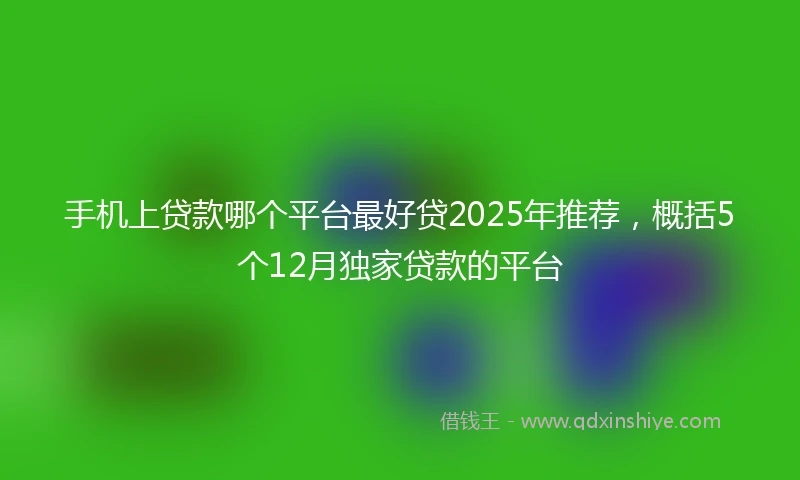 手机上贷款哪个平台最好贷2025年推荐，概括5个12月独家贷款的平台