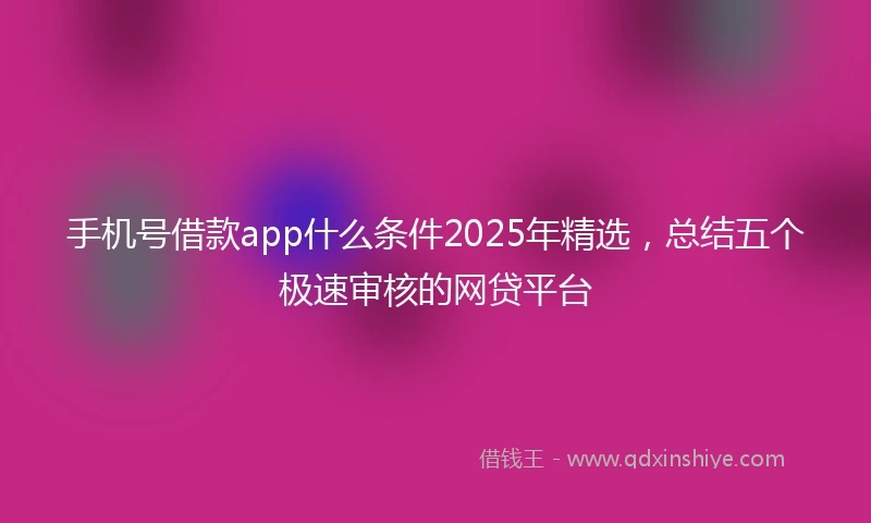 手机号借款app什么条件2025年精选，总结五个极速审核的网贷平台