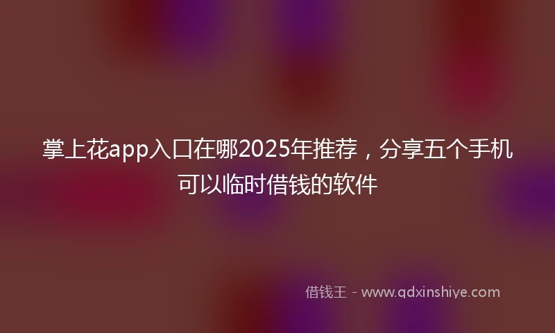 掌上花app入口在哪2025年推荐，分享五个手机可以临时借钱的软件