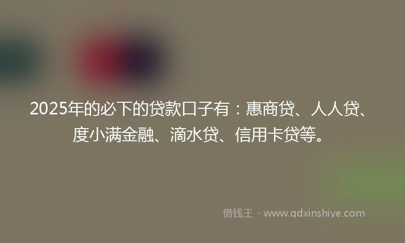 2025年的必下的贷款口子有：惠商贷、人人贷、度小满金融、滴水贷、信用卡贷等。