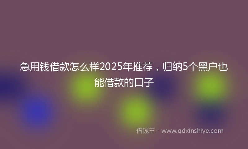 急用钱借款怎么样2025年推荐，归纳5个黑户也能借款的口子