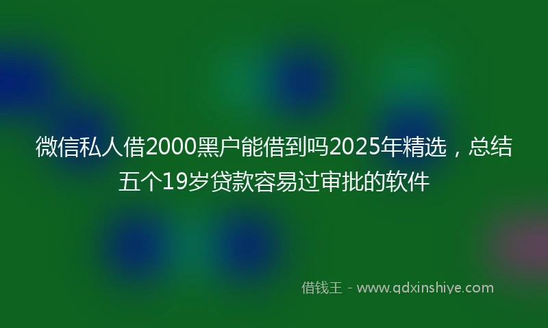 微信私人借2000黑户能借到吗2025年精选，总结五个19岁贷款容易过审批的软件