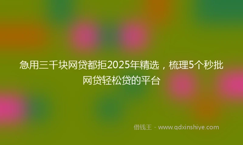 急用三千块网贷都拒2025年精选，梳理5个秒批网贷轻松贷的平台