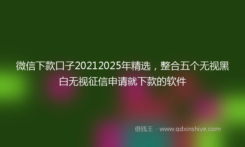 微信下款口子20212025年精选，整合五个无视黑白无视征信申请就下款的软件