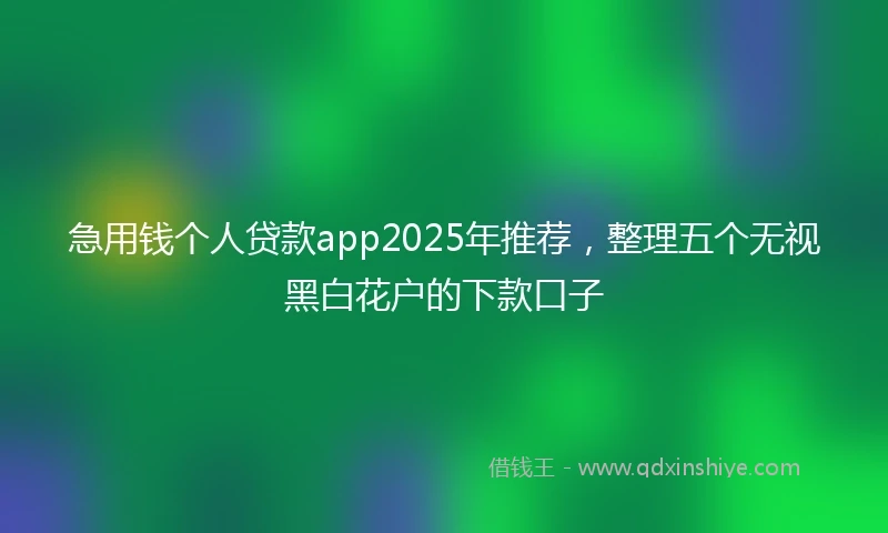 急用钱个人贷款app2025年推荐，整理五个无视黑白花户的下款口子