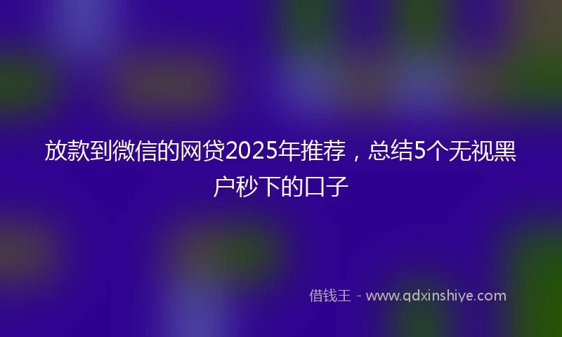 放款到微信的网贷2025年推荐，总结5个无视黑户秒下的口子
