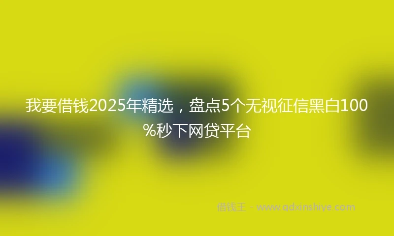 我要借钱2025年精选，盘点5个无视征信黑白100%秒下网贷平台