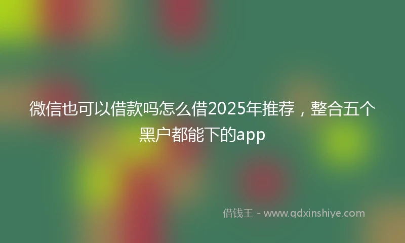 微信也可以借款吗怎么借2025年推荐，整合五个黑户都能下的app
