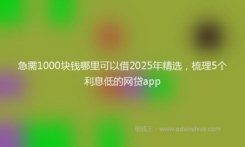 急需1000块钱哪里可以借2025年精选，梳理5个利息低的网贷app
