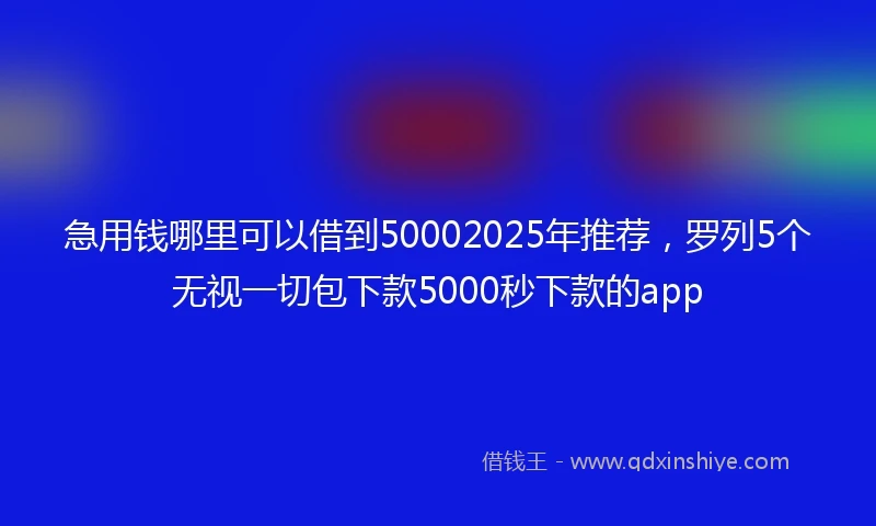 急用钱哪里可以借到50002025年推荐，罗列5个无视一切包下款5000秒下款的app