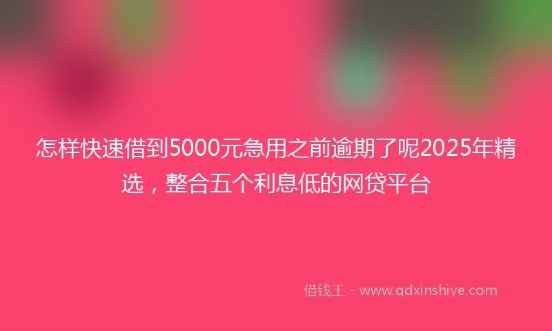 怎样快速借到5000元急用之前逾期了呢2025年精选，整合五个利息低的网贷平台