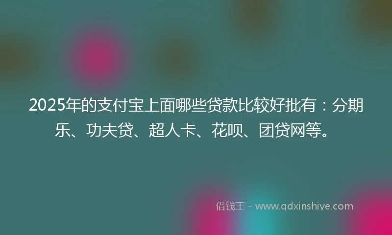 2025年的支付宝上面哪些贷款比较好批有：分期乐、功夫贷、超人卡、花呗、团贷网等。