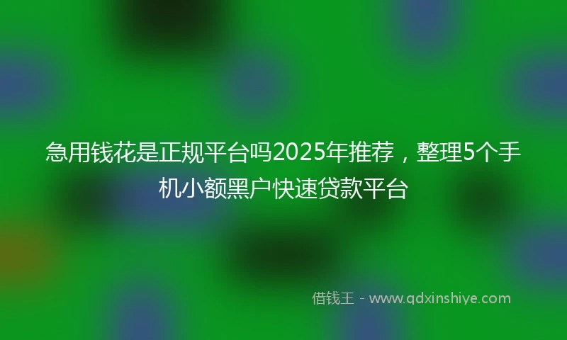 急用钱花是正规平台吗2025年推荐，整理5个手机小额黑户快速贷款平台