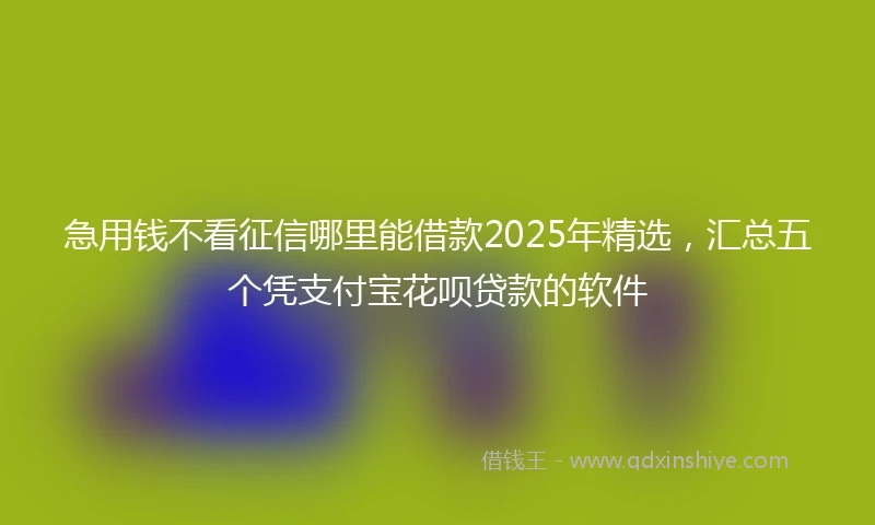 急用钱不看征信哪里能借款2025年精选，汇总五个凭支付宝花呗贷款的软件