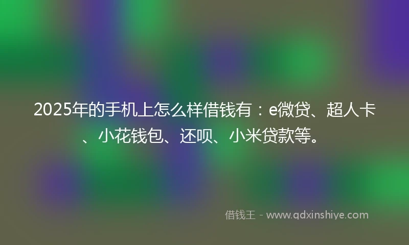 2025年的手机上怎么样借钱有：e微贷、超人卡、小花钱包、还呗、小米贷款等。