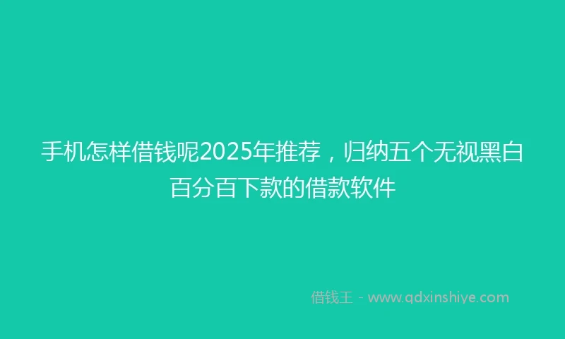 手机怎样借钱呢2025年推荐，归纳五个无视黑白百分百下款的借款软件