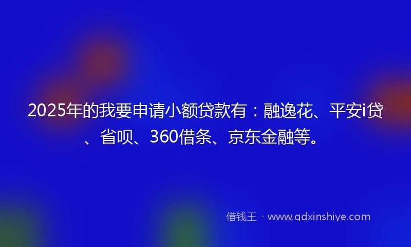2025年的我要申请小额贷款有：融逸花、平安i贷、省呗、360借条、京东金融等。