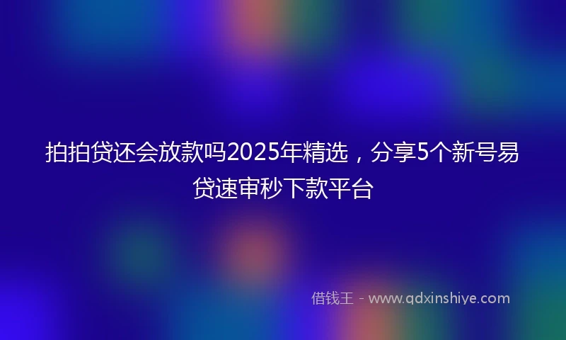 拍拍贷还会放款吗2025年精选，分享5个新号易贷速审秒下款平台