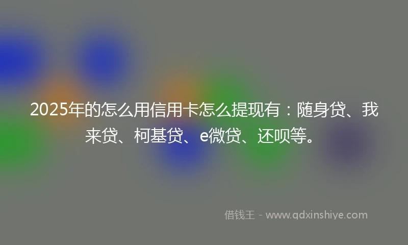 2025年的怎么用信用卡怎么提现有：随身贷、我来贷、柯基贷、e微贷、还呗等。